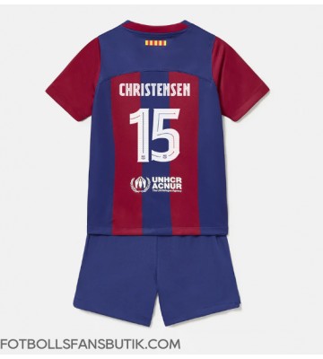 Barcelona Andreas Christensen #15 Replika Hemmatröja Barn 2023-24 Kortärmad (+ Korta byxor)